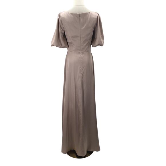 FORMAL PARTY AW SZ 6 S Taupe Etta Satin Prom Party A-line Maxi Dess New b38 - Picture 3 of 10